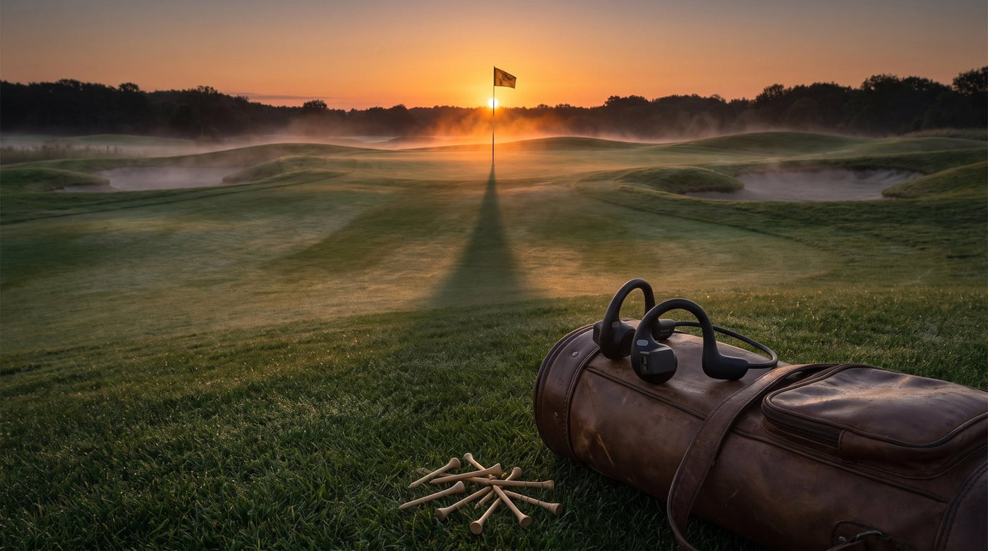 Empty 18th green at dusk