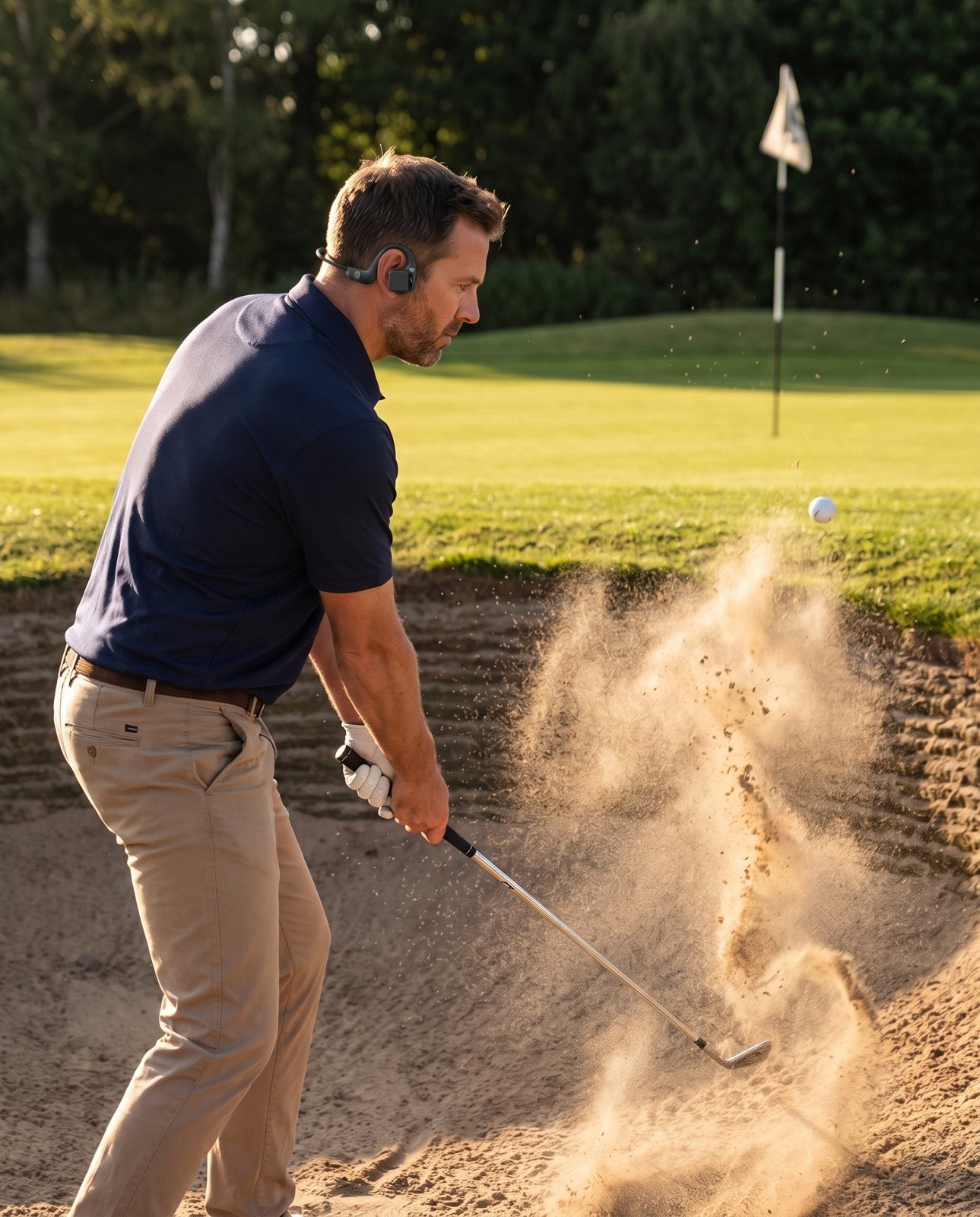 Sand exploding out of a bunker